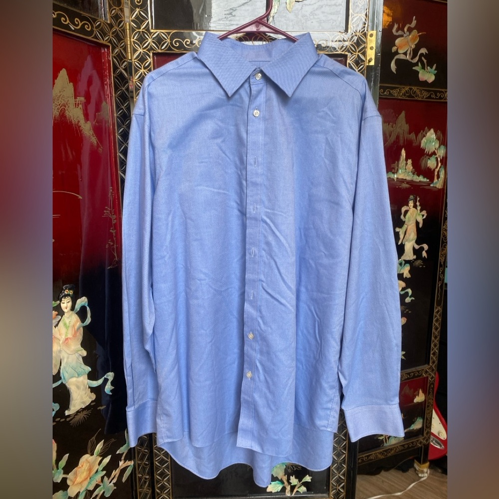 Charles Tyrwhitt, Collared Long Sleeve Shirt, XL, Light Blue Design
